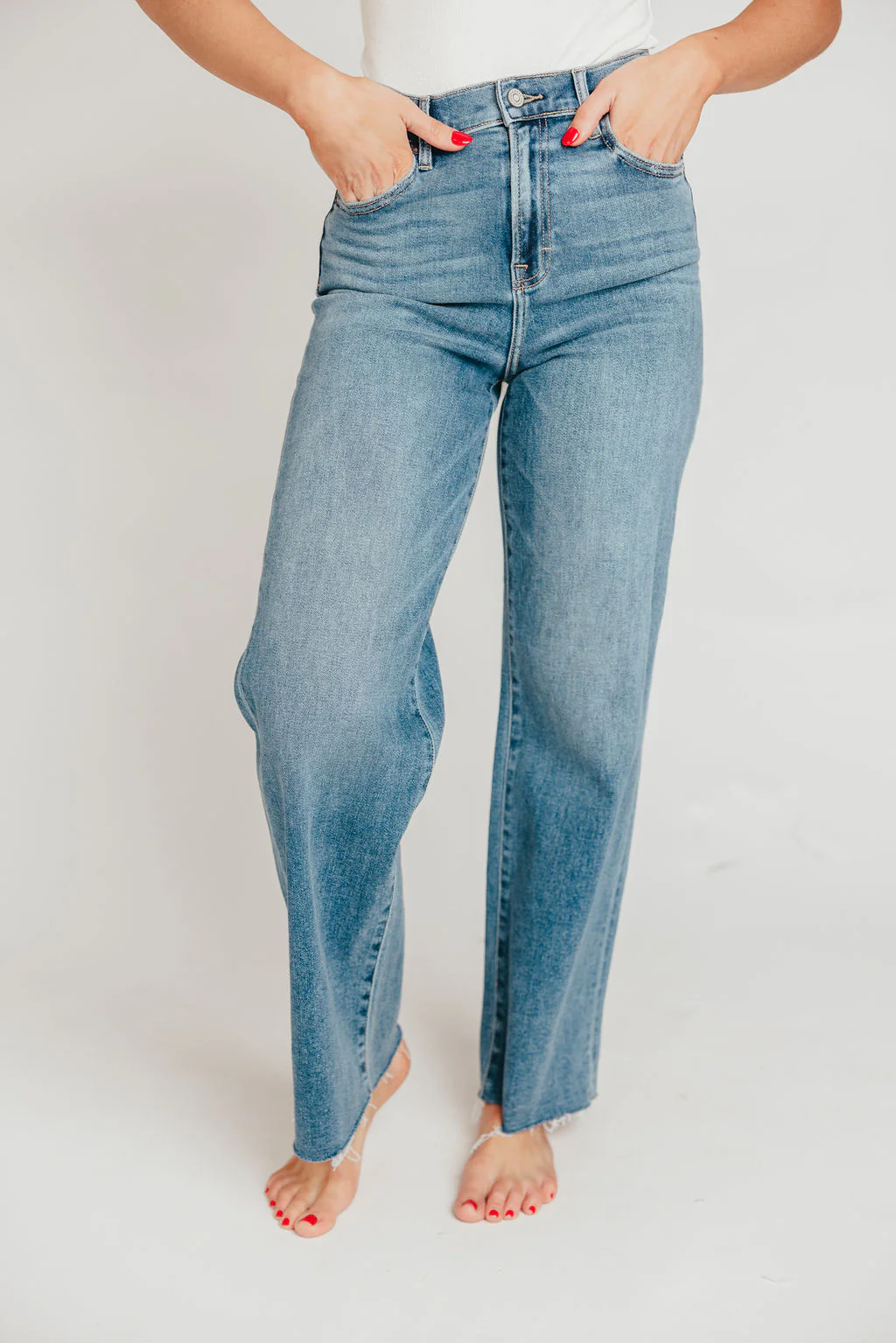 Logan High Waisted Dad Jean in Medium Wash - Fashionser