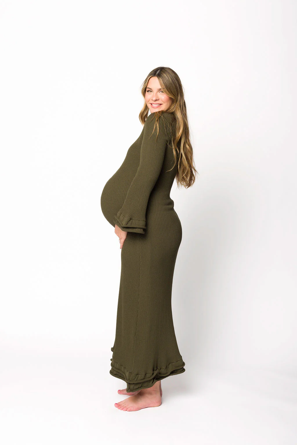 Arlet Dress in Olive - Bump Friendly - Fashionser