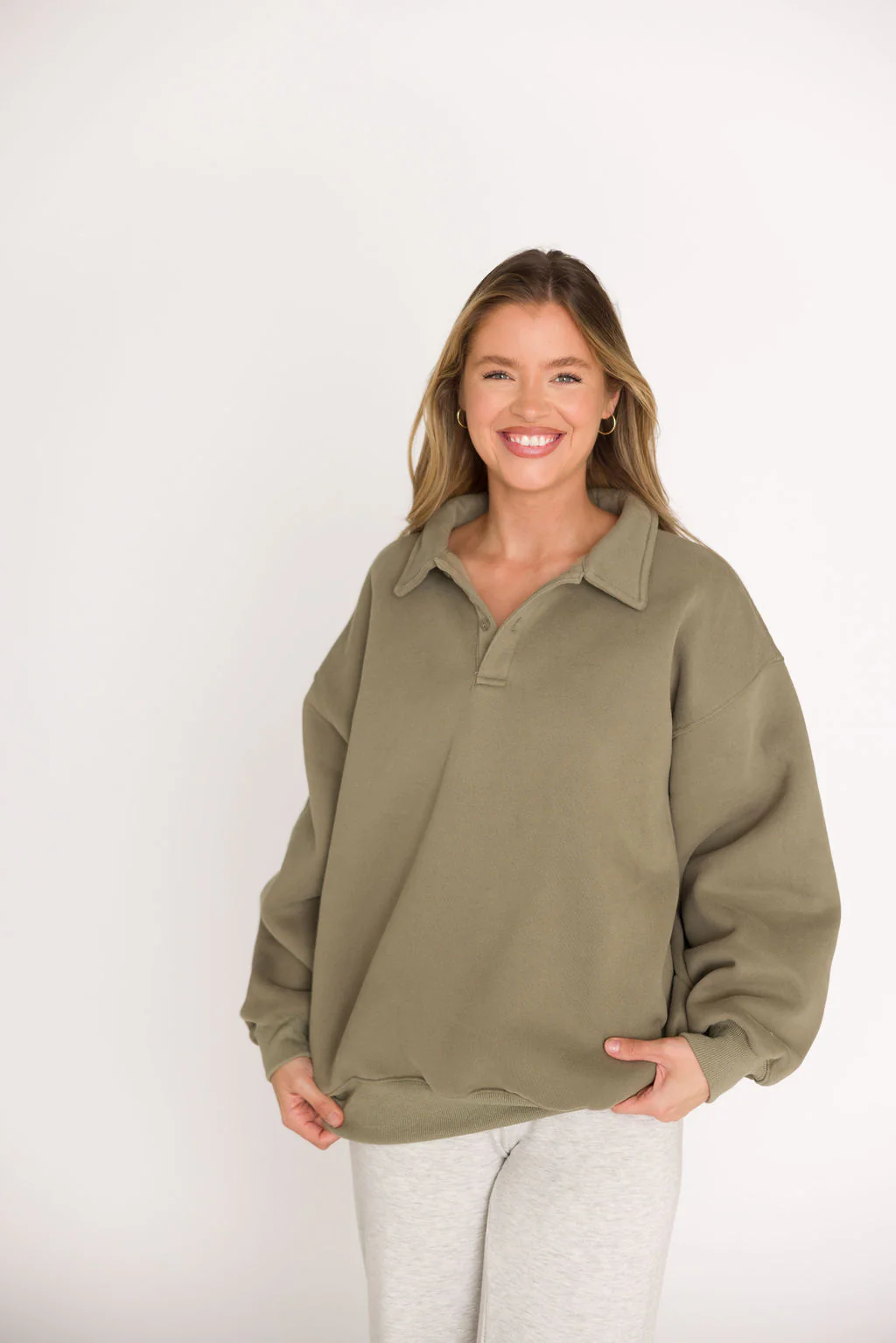 Airport 100% Cotton Sweatshirt in Sandstone - Fashionser