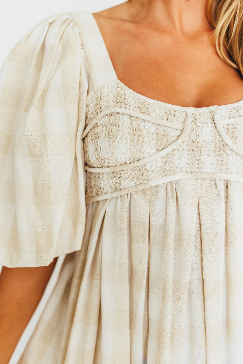 Harlow Maxi Dress in Natural Plaid - Bump Friendly (S-3XL) - Fashionser