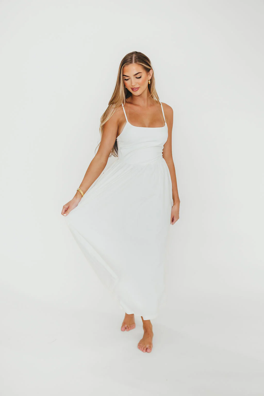 Dorit Everyday Elegance Stretch Top Maxi Dress in White - Fashionser