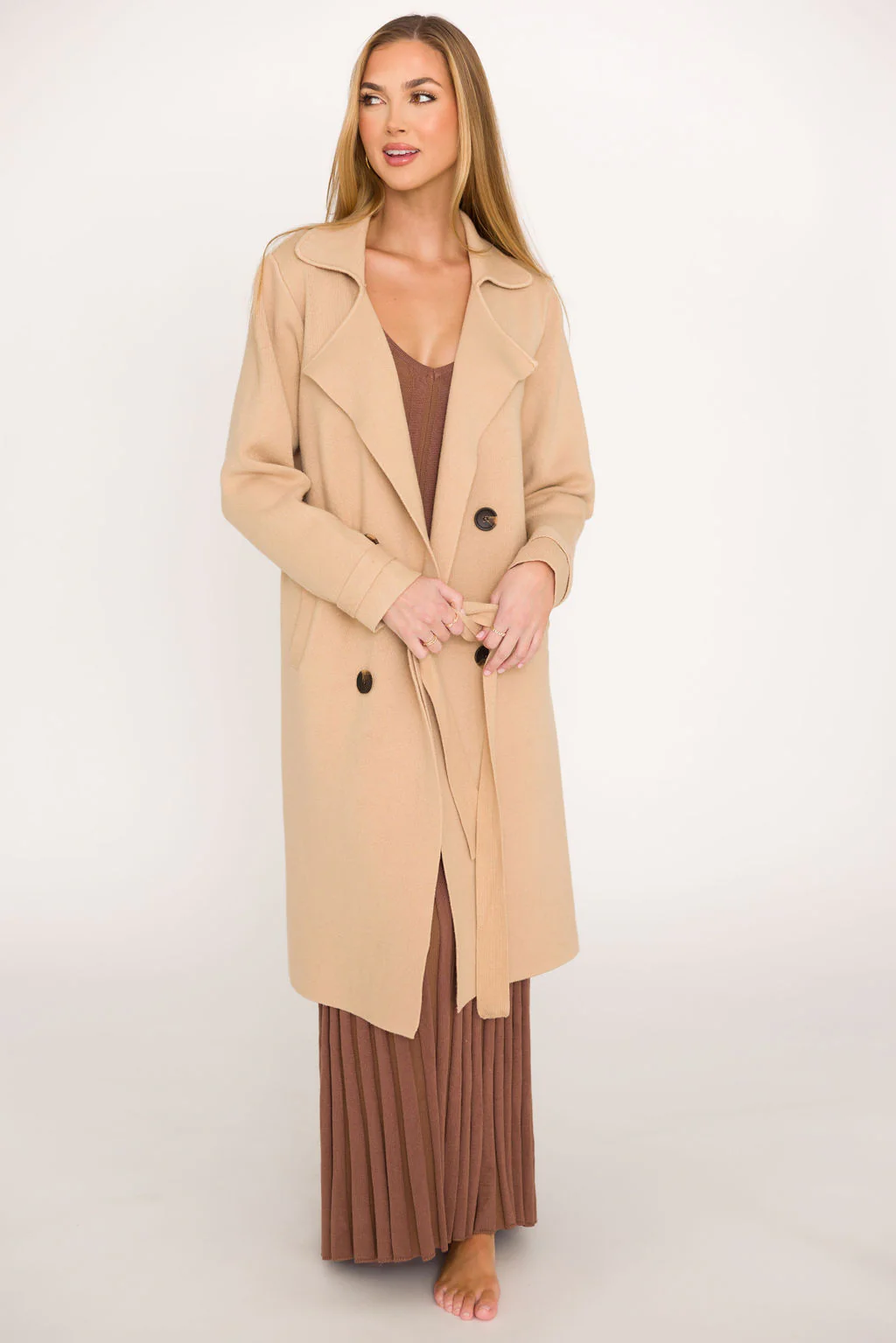 Cadenza Cashmere-Blend Peacoat in Camel *LUXURY ITEM* - Fashionser