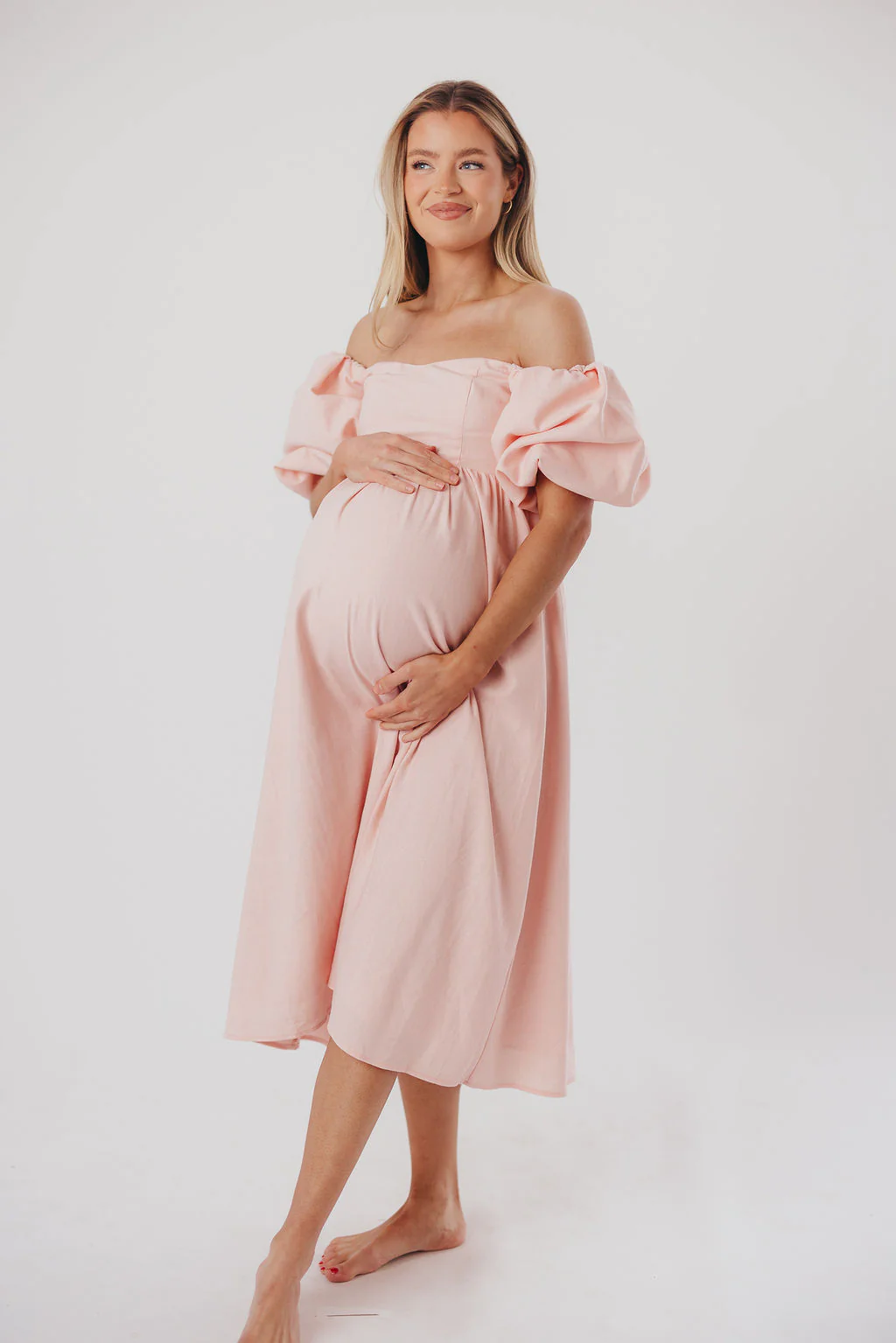 Hamilton Midi Dress in Pink - Bump Friendly (S-2XL) - Fashionser