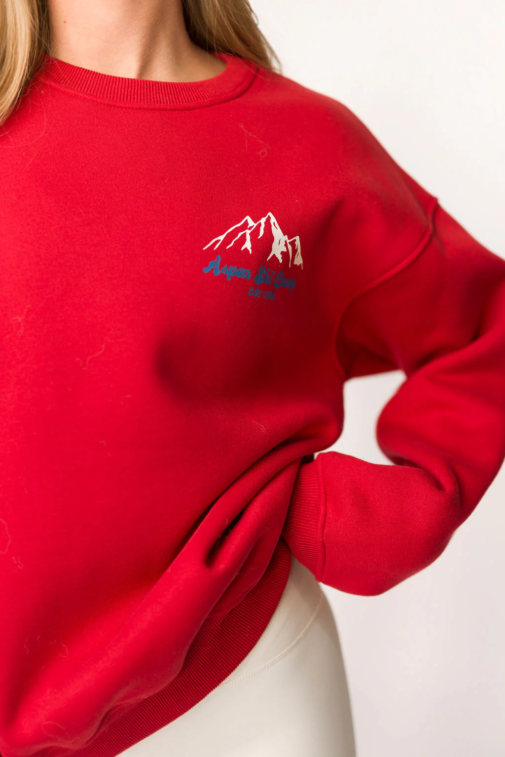 Aspen Ski Camp Sweatshirt in Cherry - Fashionser