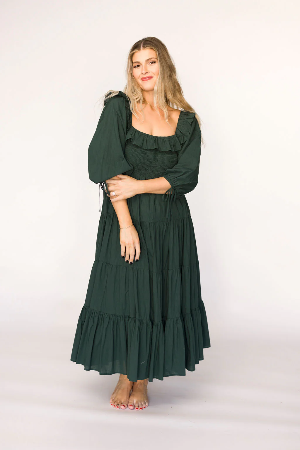 Willow Maxi Dress in Emerald Green - Bump Friendly - Fashionser