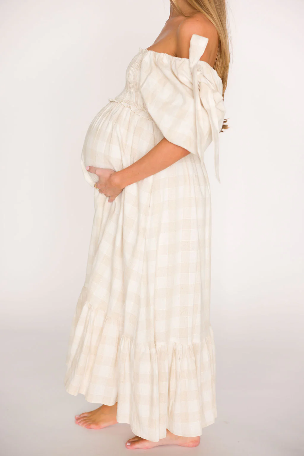 Addyson Maxi Dress in Natural Multi- Cotton/Linen Blend- Bump Friendly (Restocking in May) - Fashionser