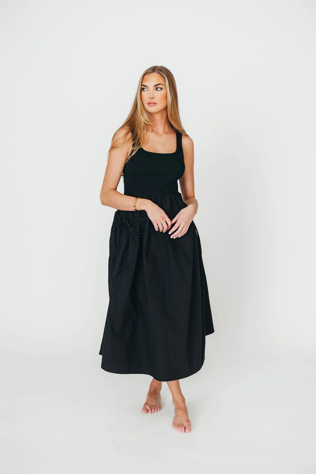 Lucca Midi Dress in Black - Fashionser