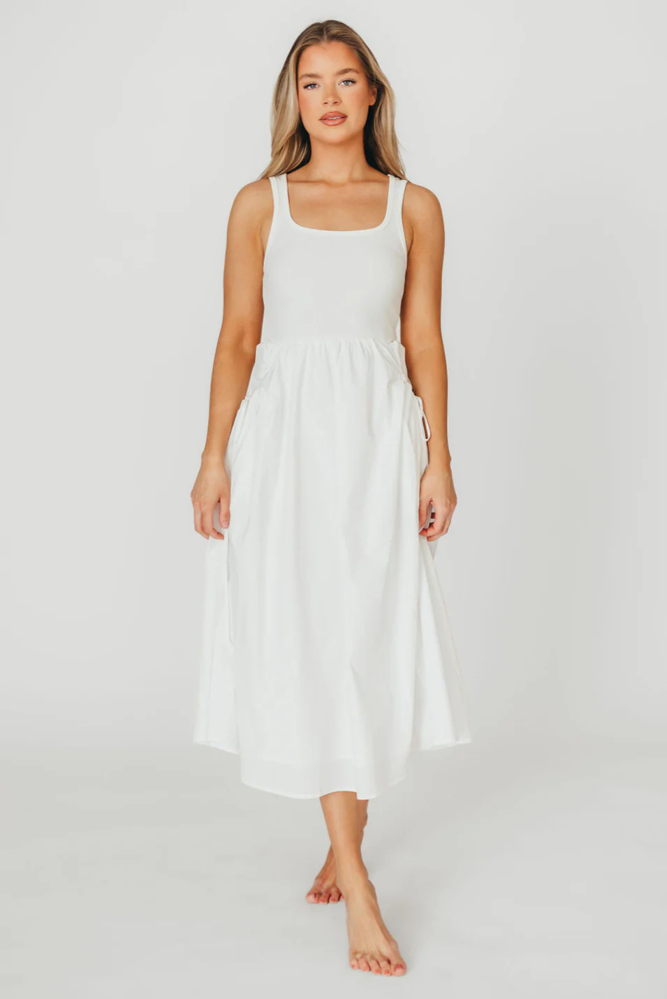 Lucca Midi Dress in Off-White - Fashionser
