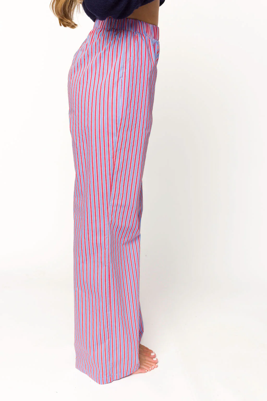 Shea Striped Pajama Pants in Blue/Red - Fashionser