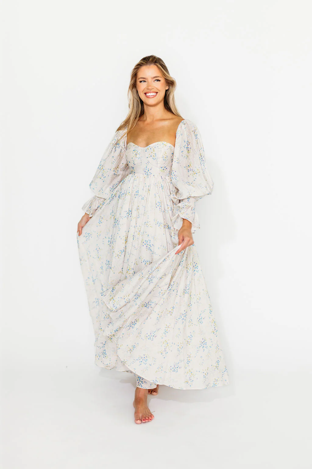 Dear Skye Baby Floral Dress in Blue - Bump Friendly - Fashionser