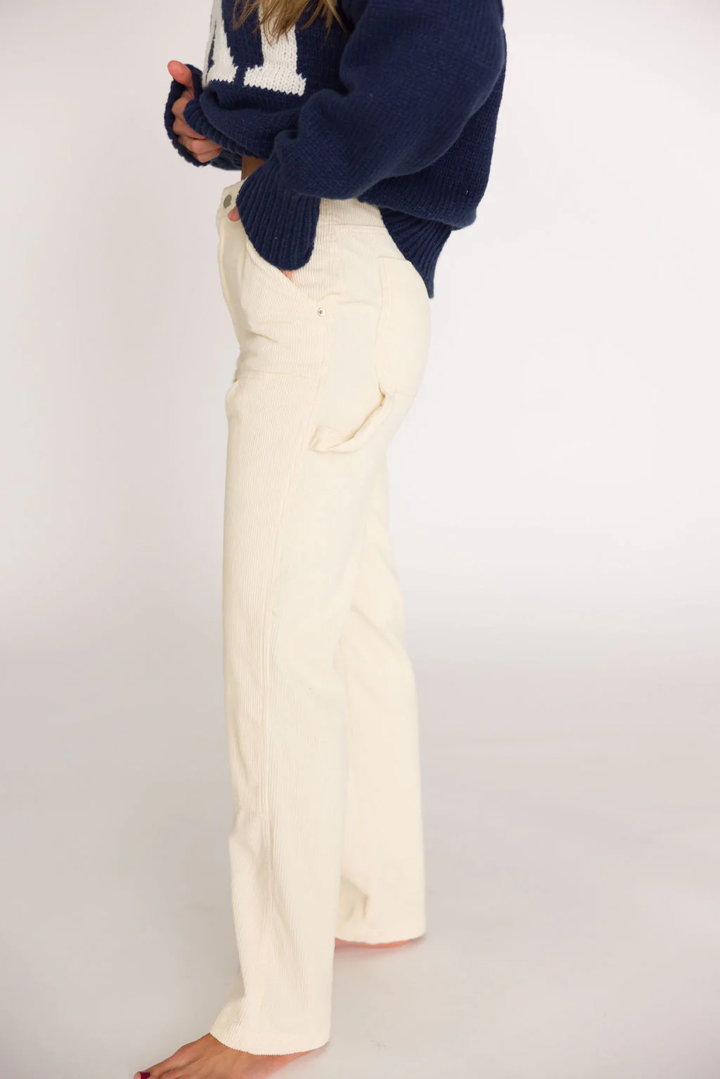 Corduroy Pants in Cream - Fashionser