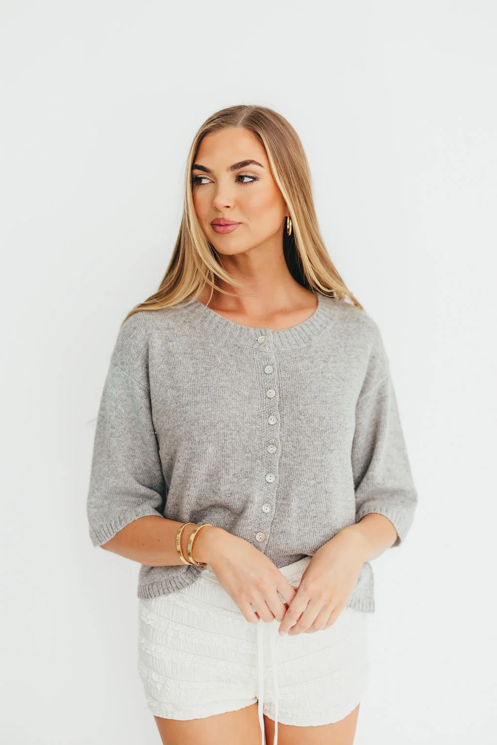 Stacey Cardigan in Heather Grey - Fashionser