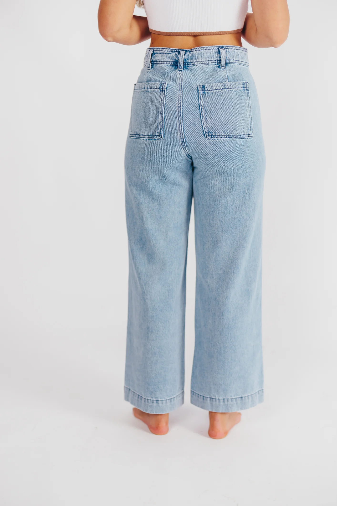 Ina Washed Denim Cropped Pants - Fashionser