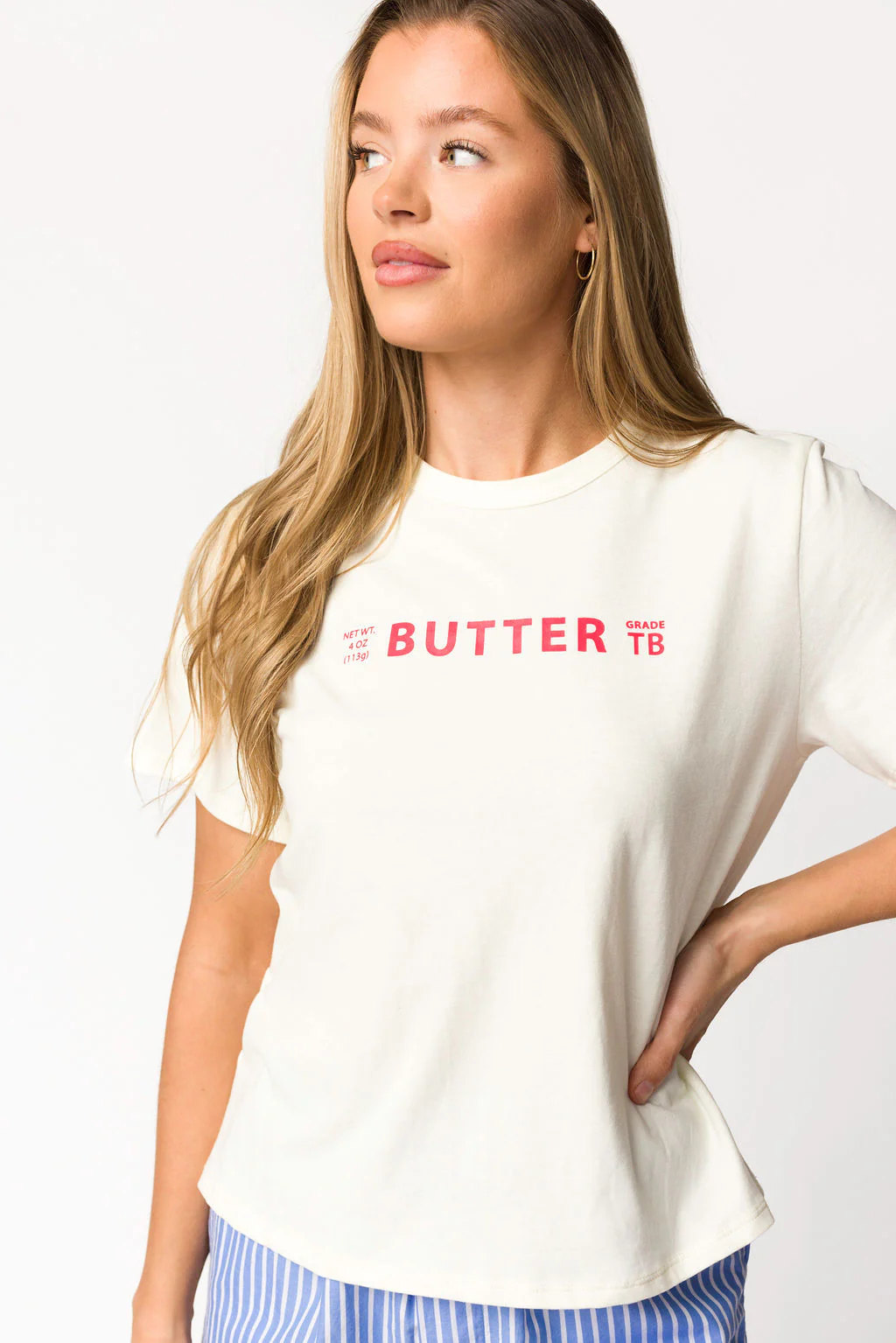 Butter Graphic T-Shirt in Cream - Fashionser