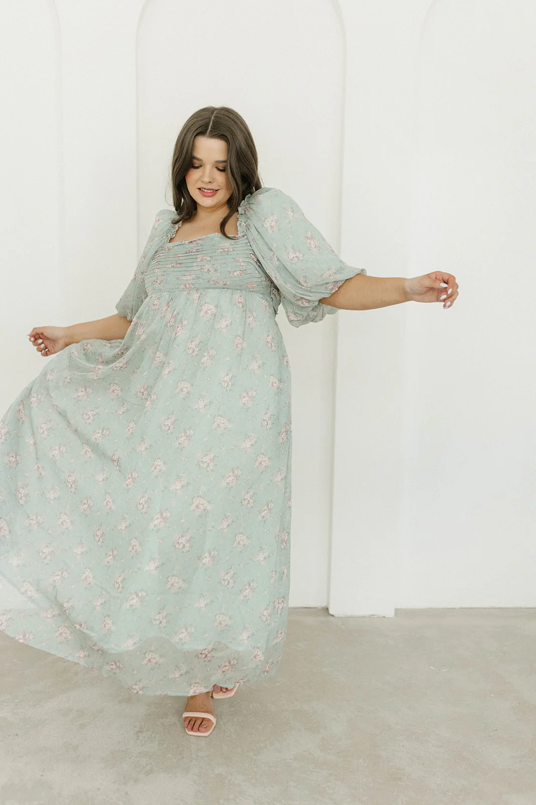 Melody Maxi Dress in Turquoise Floral - Bump Friendly & Inclusive Sizing (S-3XL) - Fashionser
