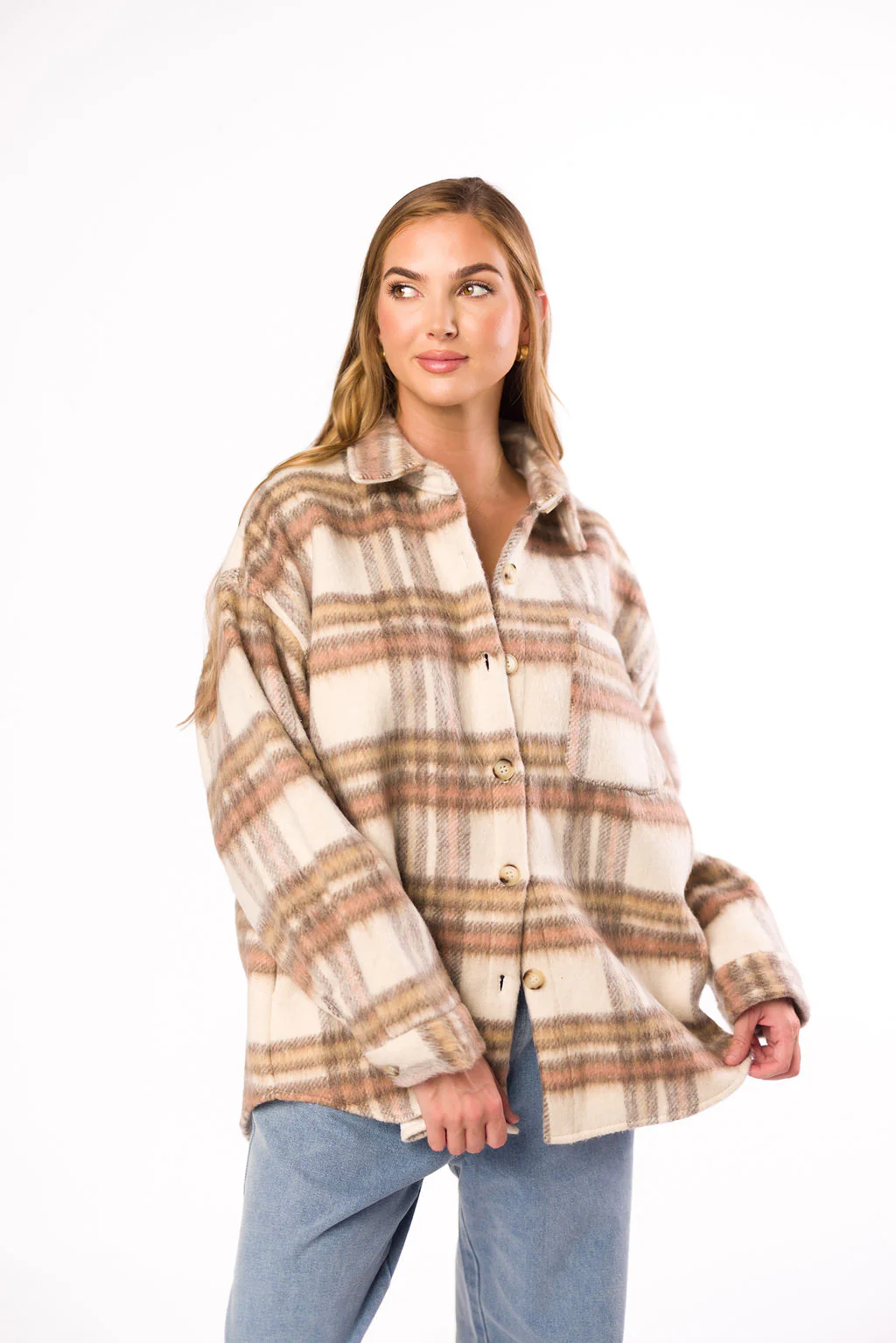 Kingston Flannel Jacket in Natural Plaid - Fashionser