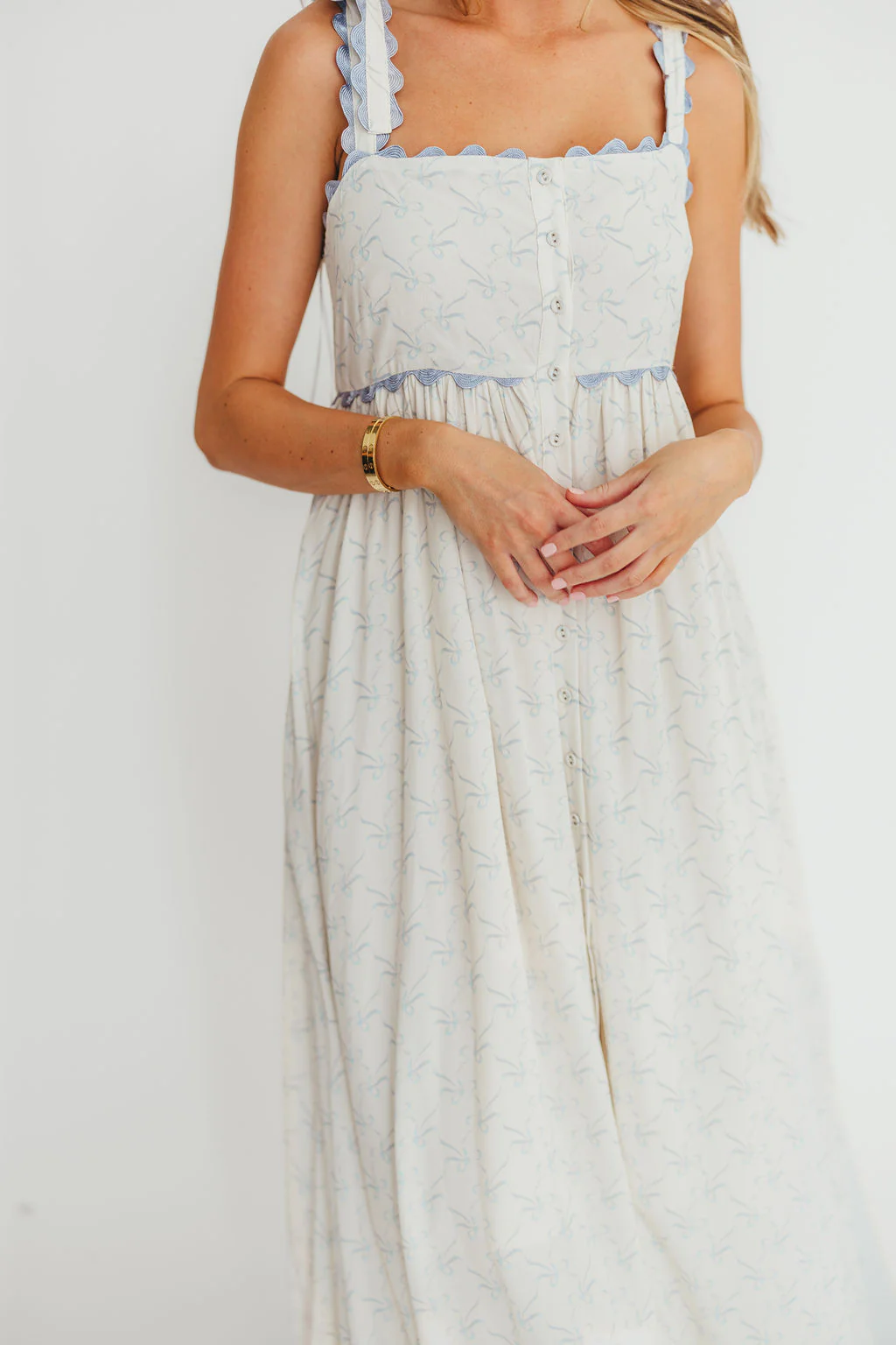 Amber Maxi Dress in Baby Blue - Nursing Friendly - Fashionser