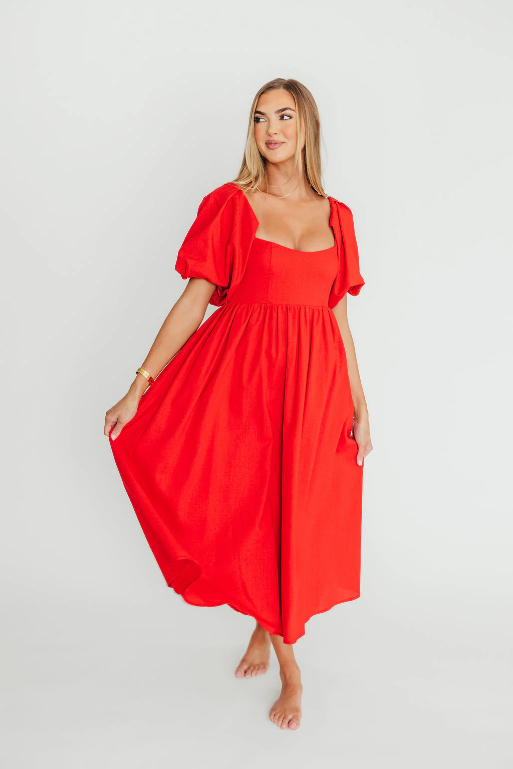 Hamilton Midi Dress in Red - Bump Friendly (S-XL) - Fashionser