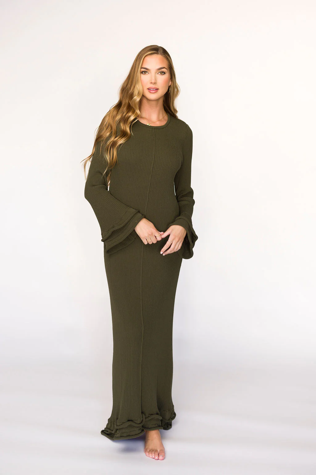 Arlet Dress in Olive - Bump Friendly - Fashionser