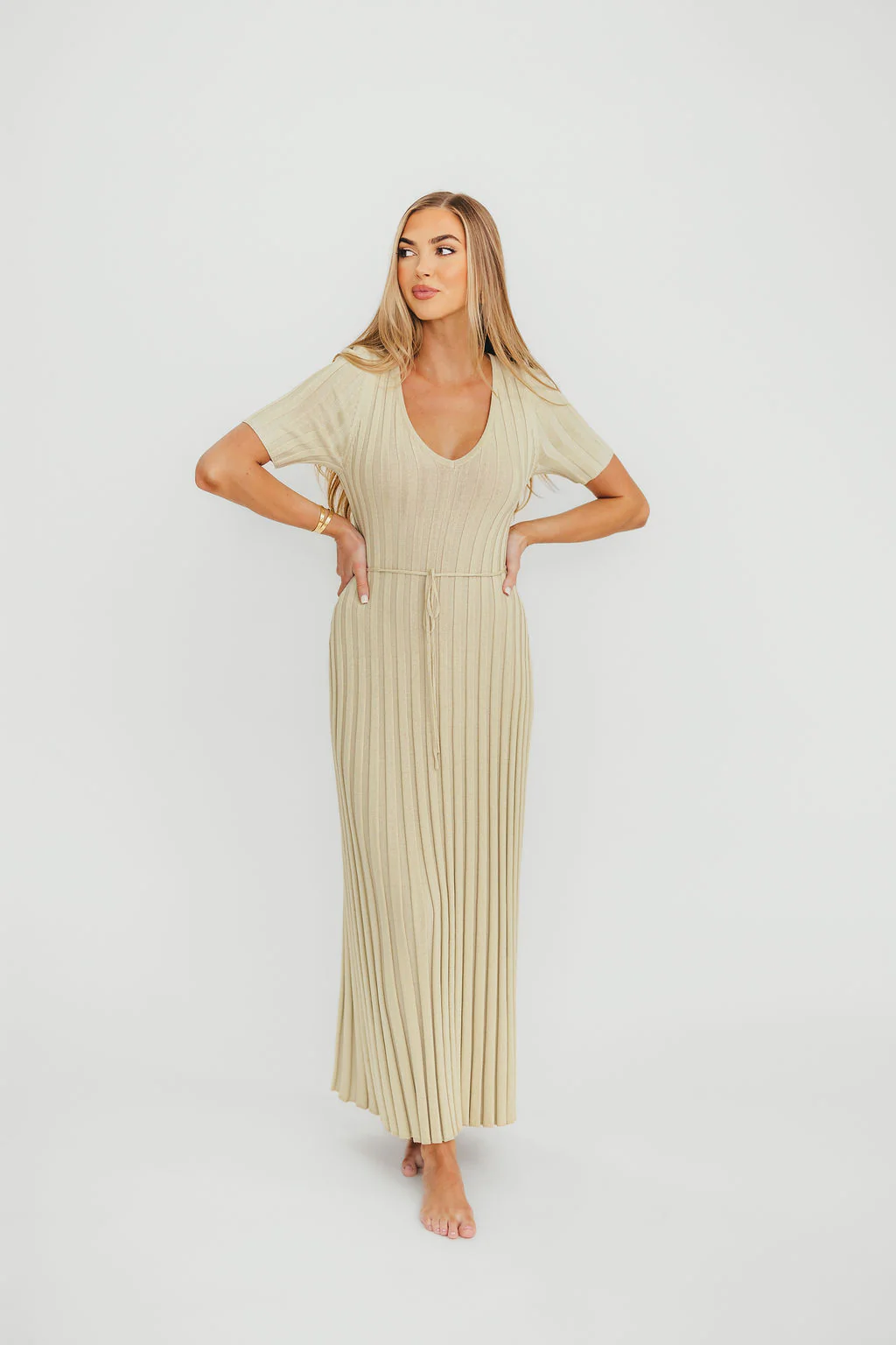 Oakley Ribbed Maxi Dress in Dusty Lime - Bump Friendly - PRE-ORDER - Fashionser