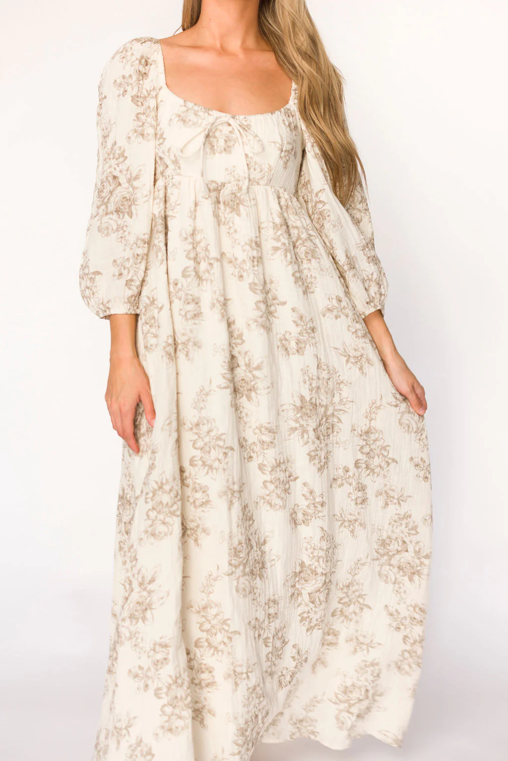 Peyton 100% Cotton Maxi Dress in Brown Floral - Bump Friendly (XS-XL) - Fashionser