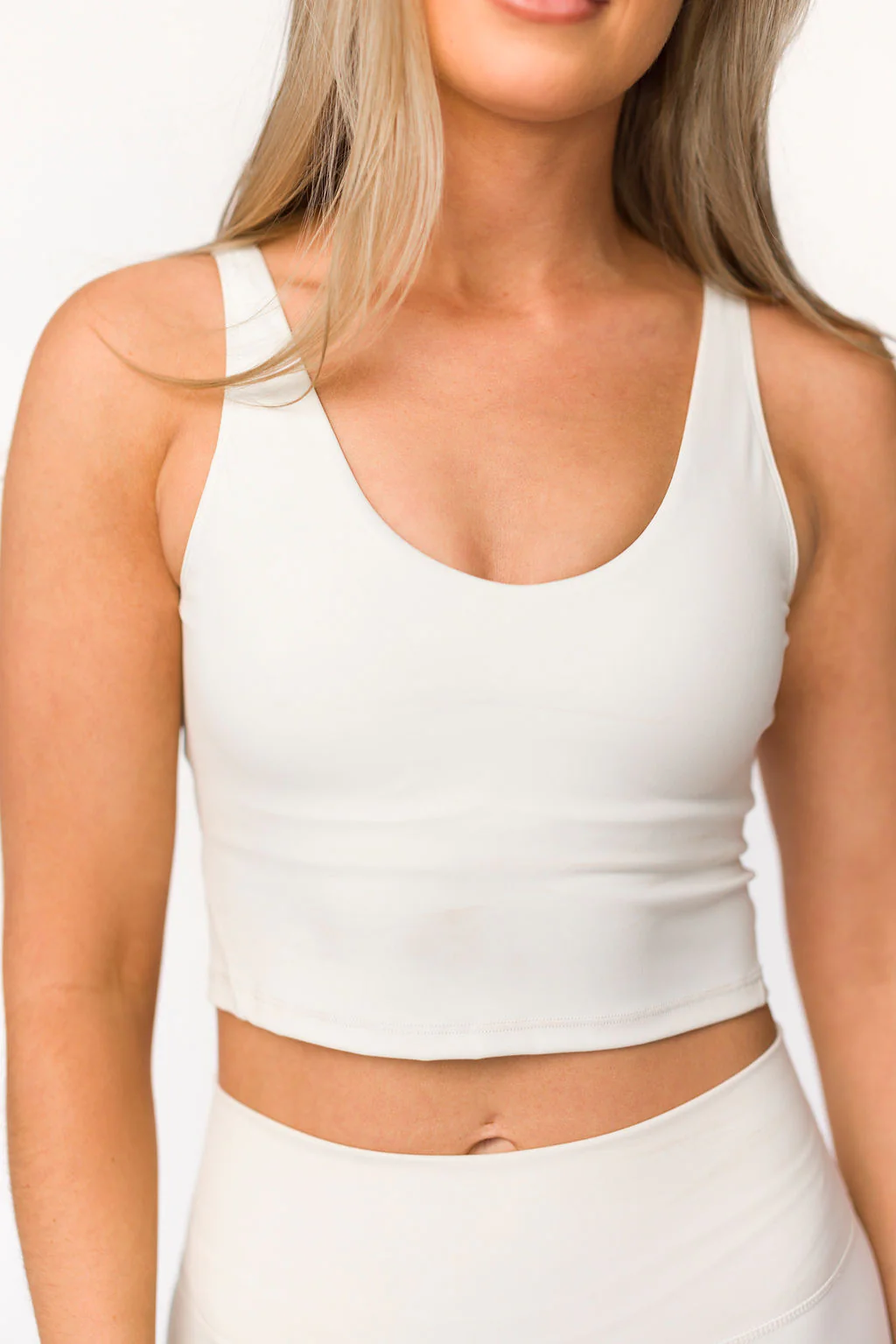 Aligned Performance Cropped Tank Top in Cream - Fashionser