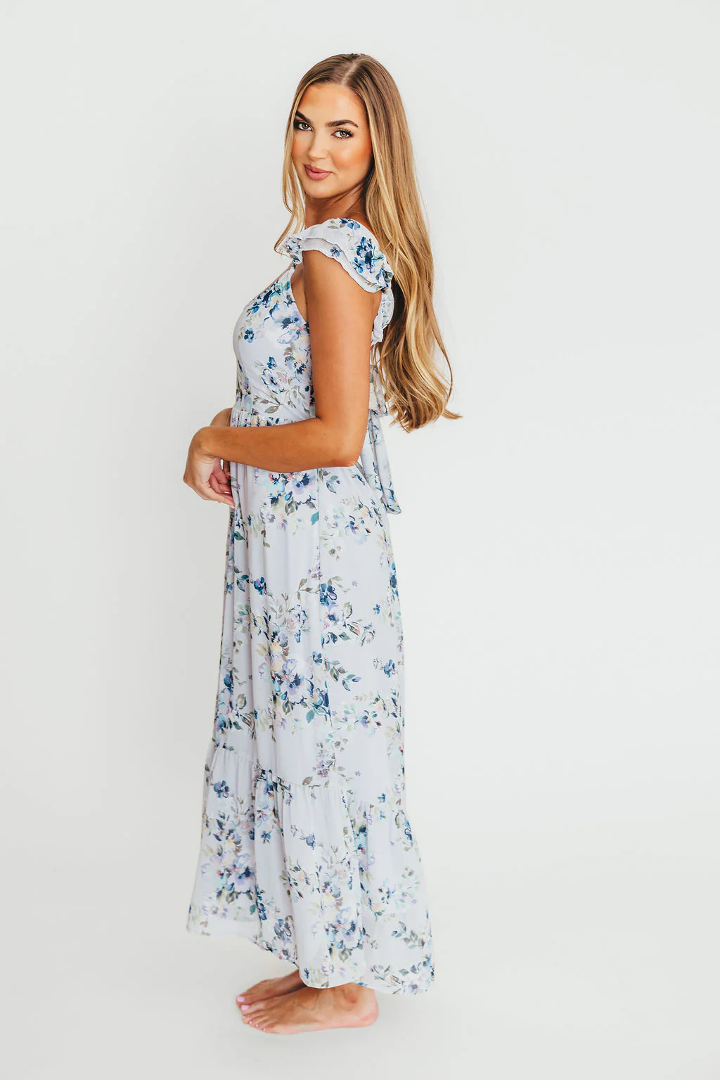 Hazel Open Tie Back Maxi Dress In Purple - Fashionser