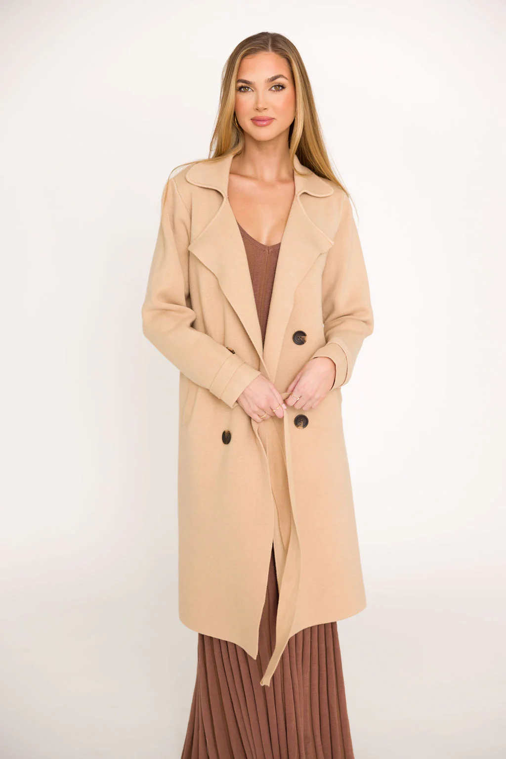 Cadenza Cashmere-Blend Peacoat in Camel *LUXURY ITEM* - Fashionser