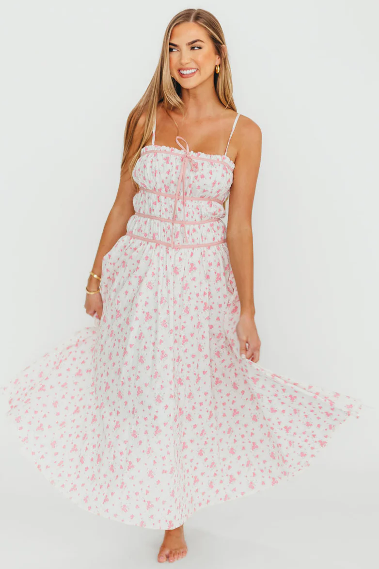 Vanessa Midi Dress in Pink - Fashionser