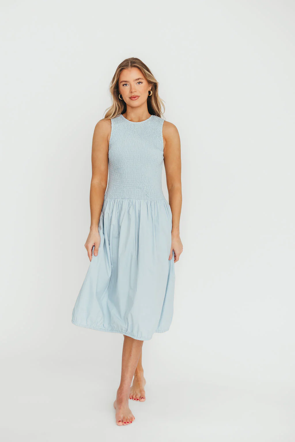 Isla 100% Cotton Dress in Blue - Fashionser