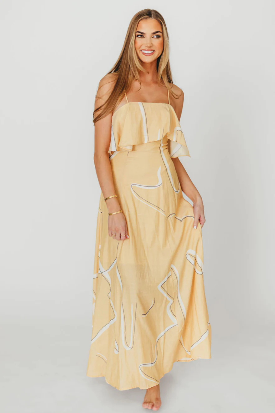 Lark Ruffle Detail Maxi Dress in Mango - Fashionser
