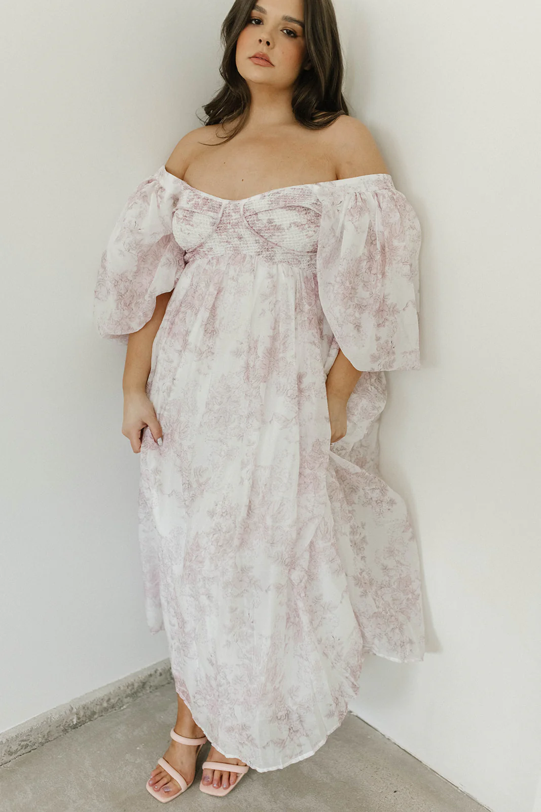Harlow Midi Dress in Light Pink Floral - Bump Friendly & Inclusive Sizing (S-3XL) Restocking in May - Fashionser
