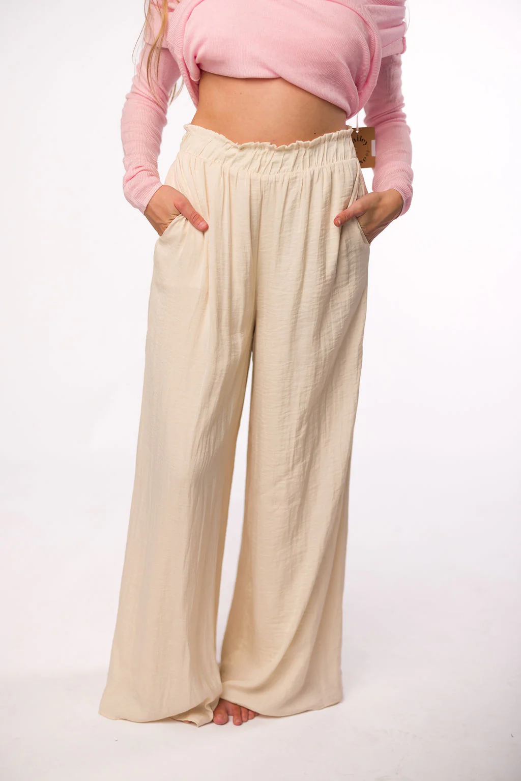 Zahara Wide Leg Pants in Ivory - Fashionser