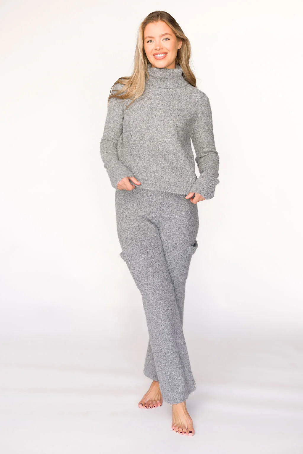 Shae Sweater Top and Pants Set in Heather Grey - Fashionser