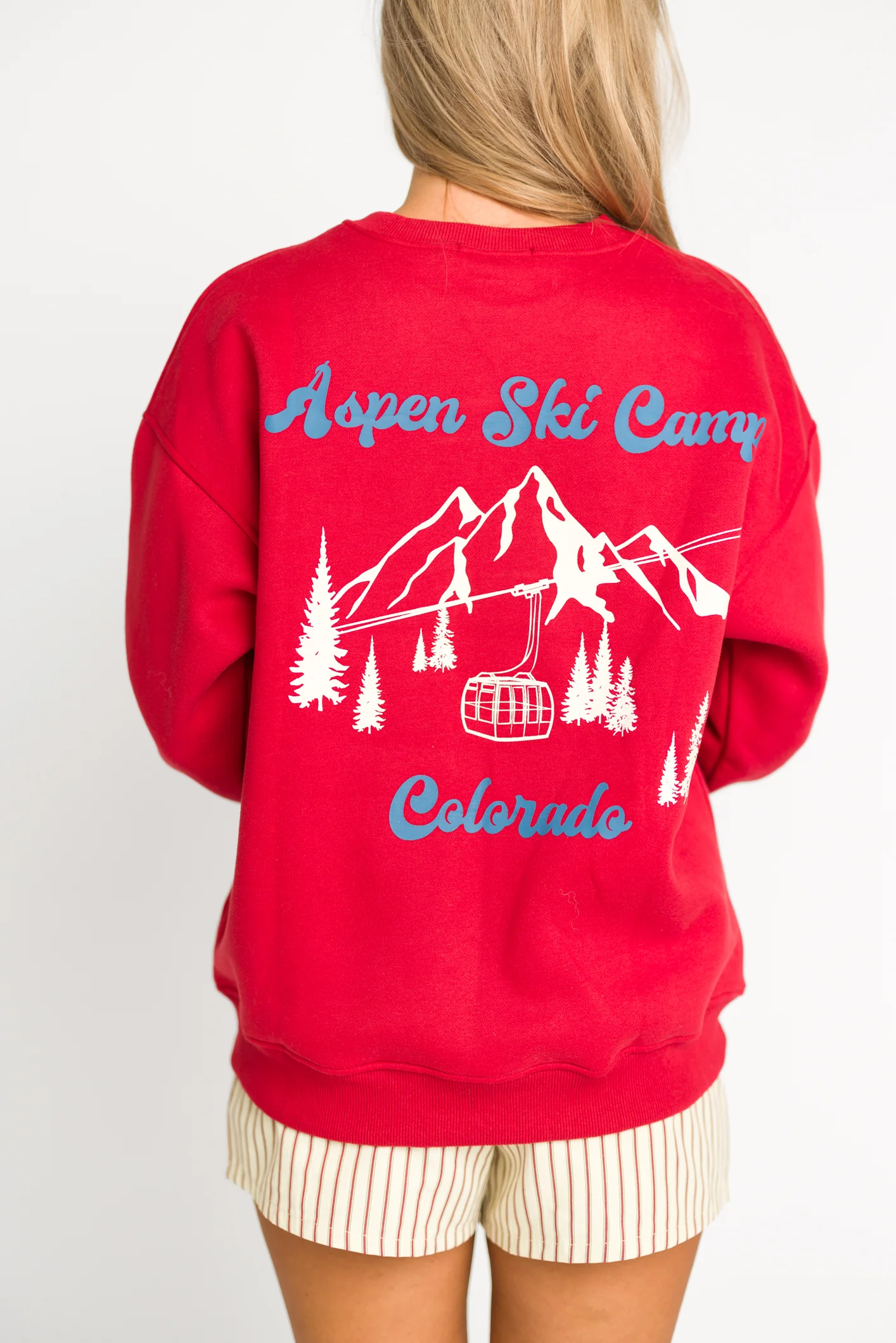 Aspen Ski Camp Sweatshirt in Cherry - Fashionser