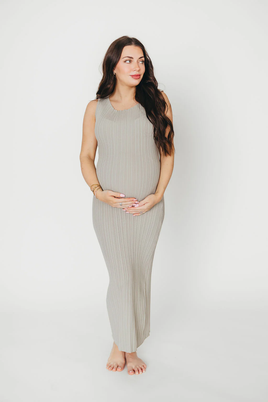 Falling For You Ribbed Knit Midi Dress in Sage - Fashionser