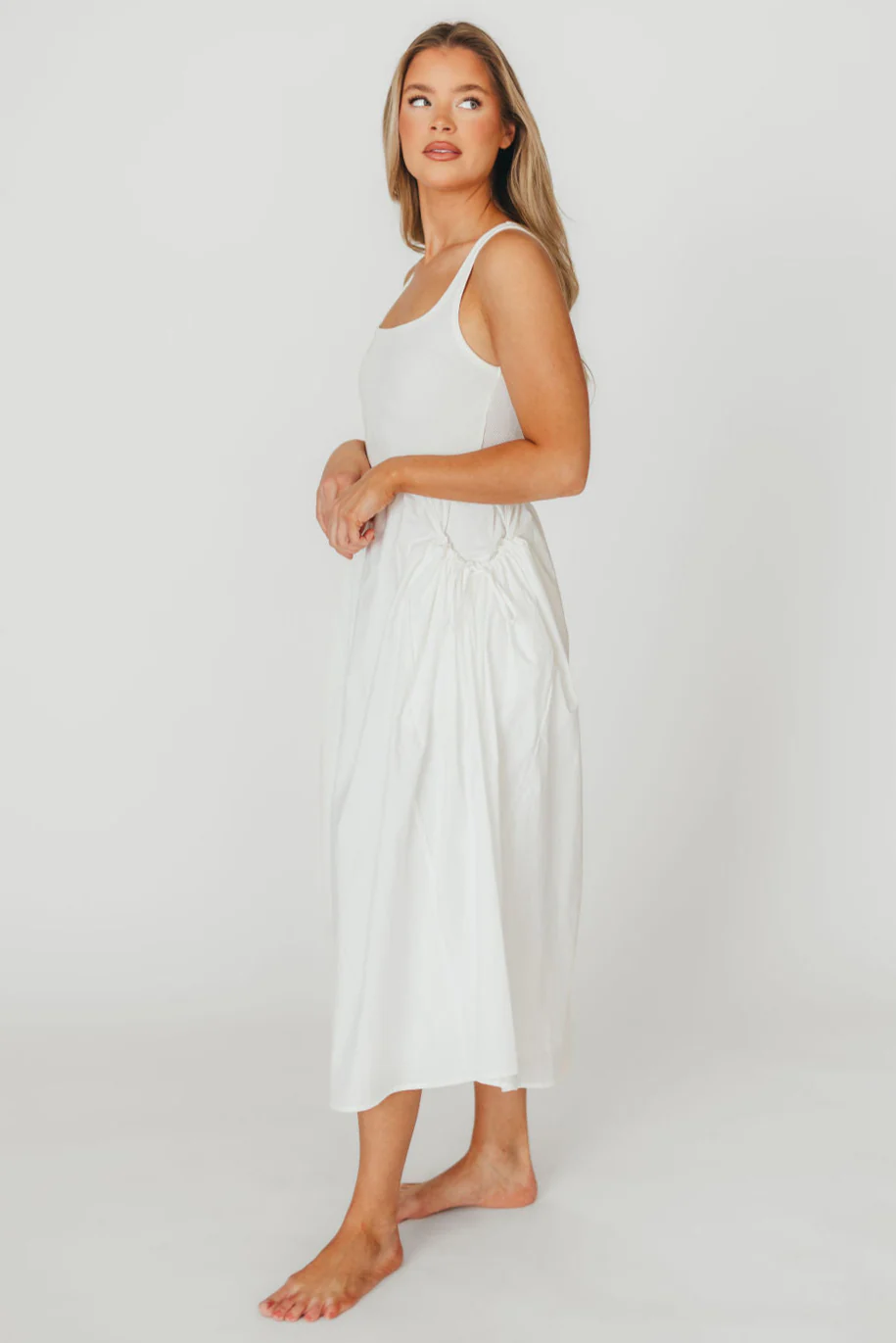 Lucca Midi Dress in Off-White - Fashionser