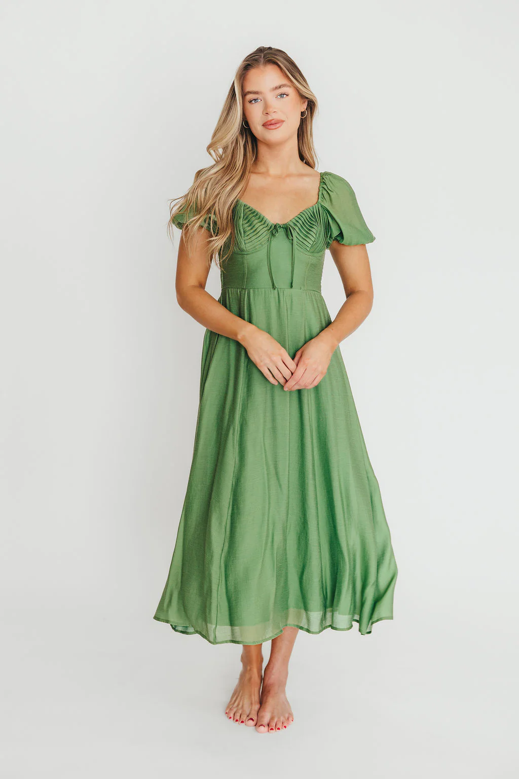 Stevie Bustier Midi Dress in Green - Fashionser