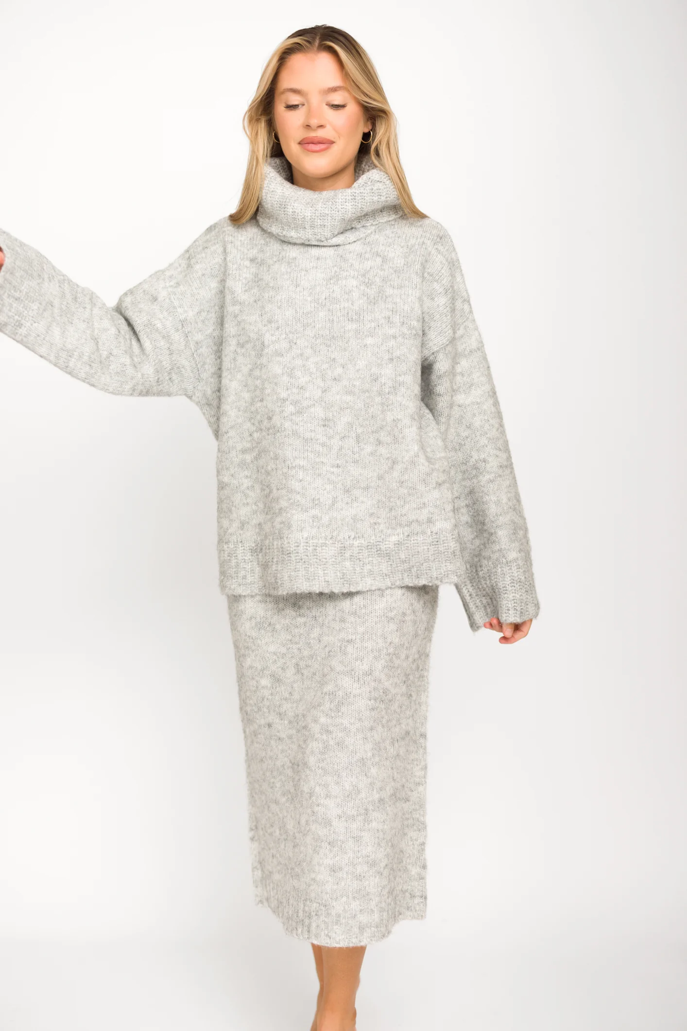 Robyn Knit Skirt in Heather Grey - Bump Friendly - Fashionser