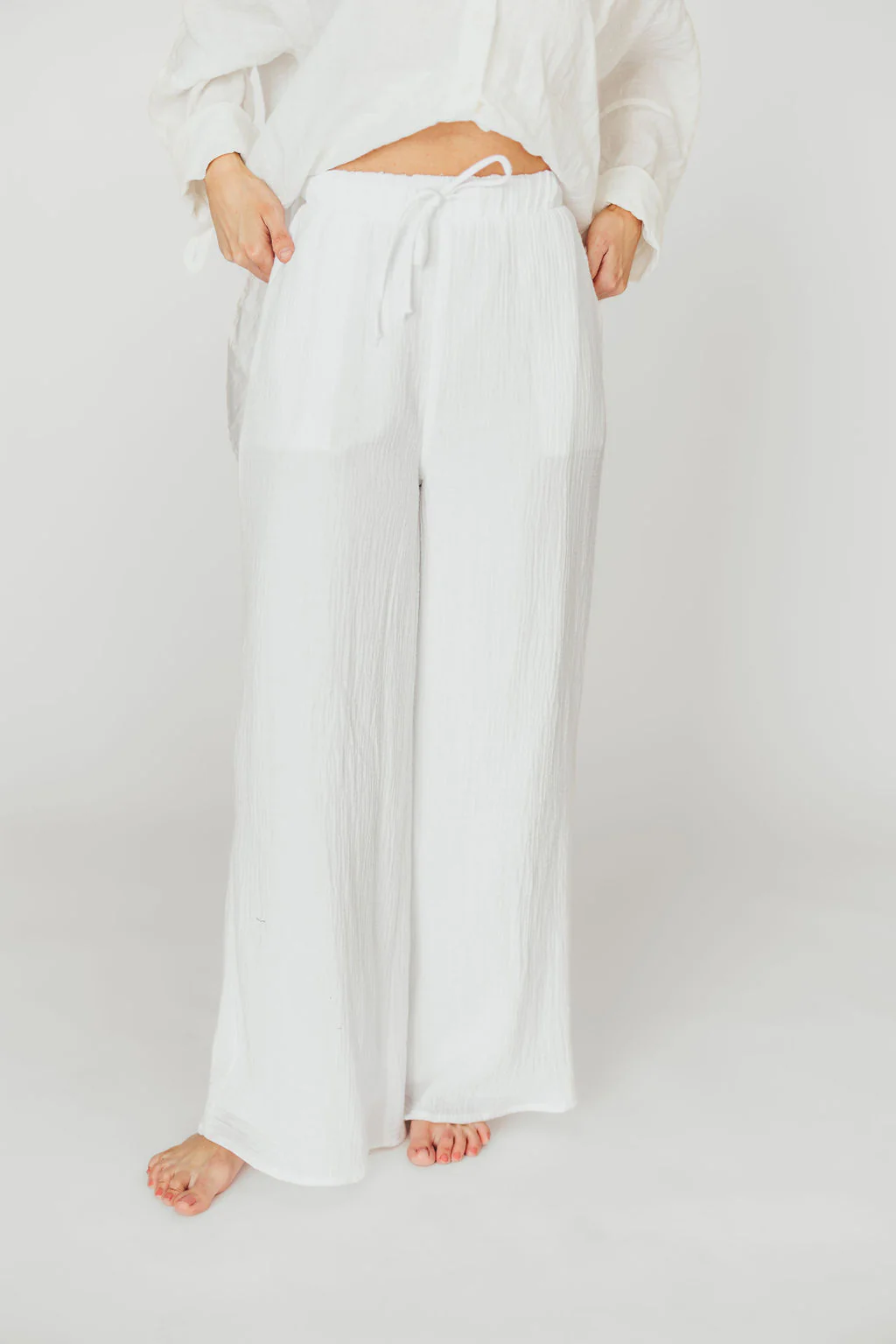 Aurelie 100% Organic Cotton Pants in Off-White - Fashionser