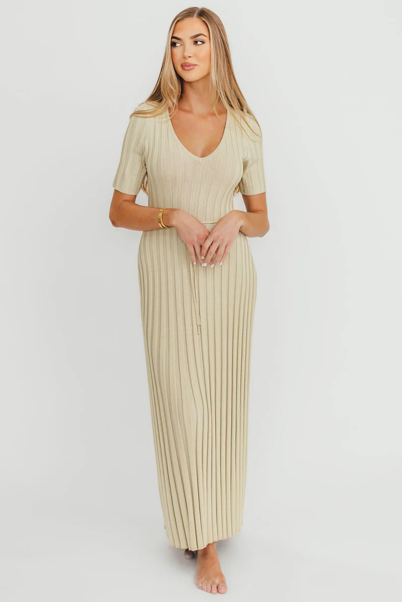 Oakley Ribbed Maxi Dress in Dusty Lime - Bump Friendly - PRE-ORDER - Fashionser