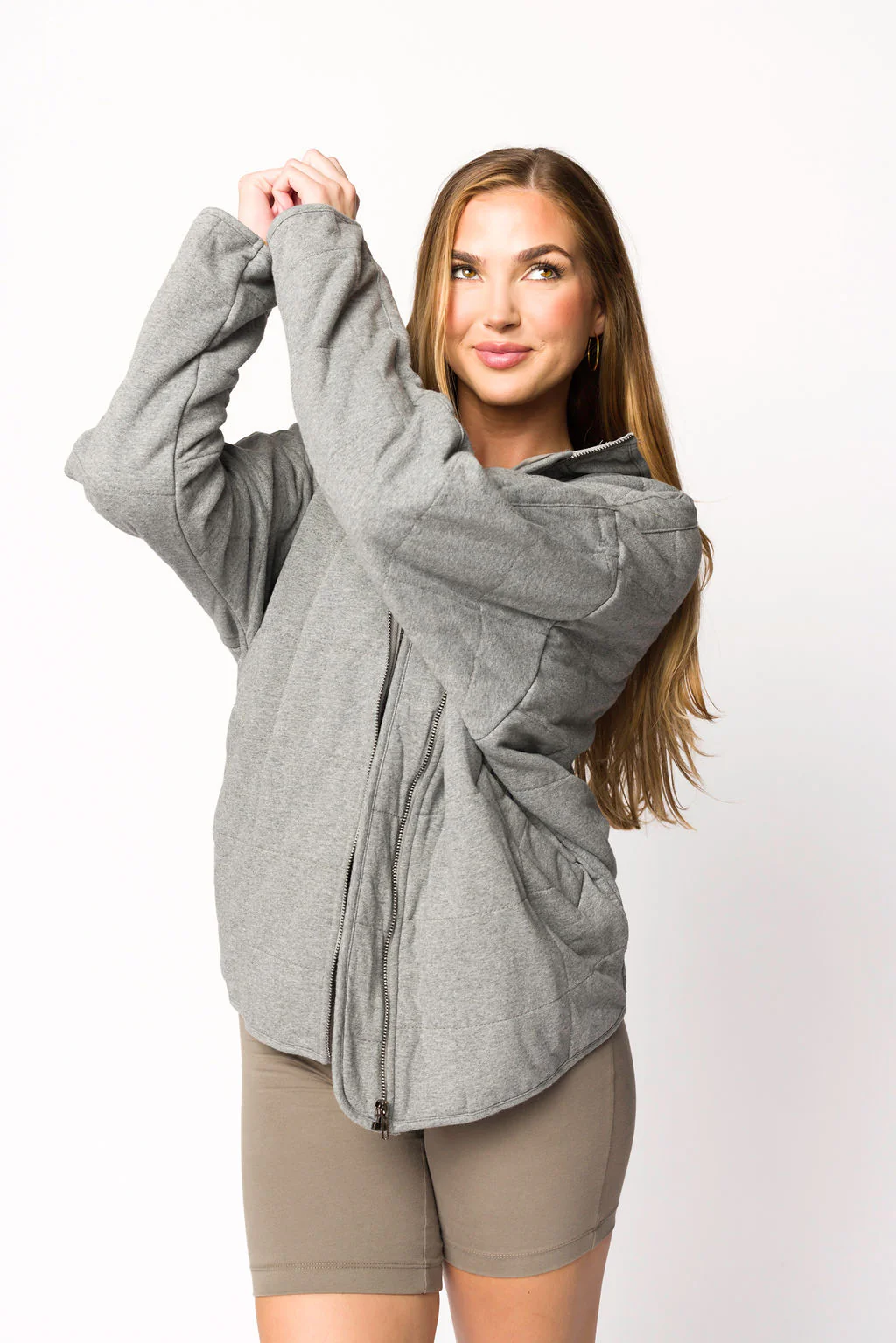 Cecilia Quilted Jacket in Grey - Fashionser