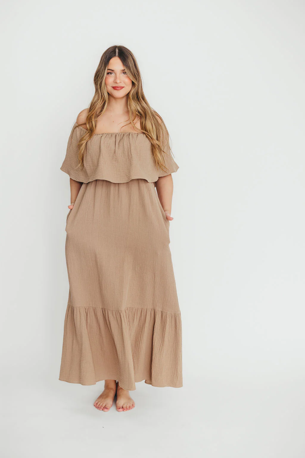 Josie 100% Cotton Maxi Dress in Dry Thyme - Bump & Nursing Friendly - Fashionser