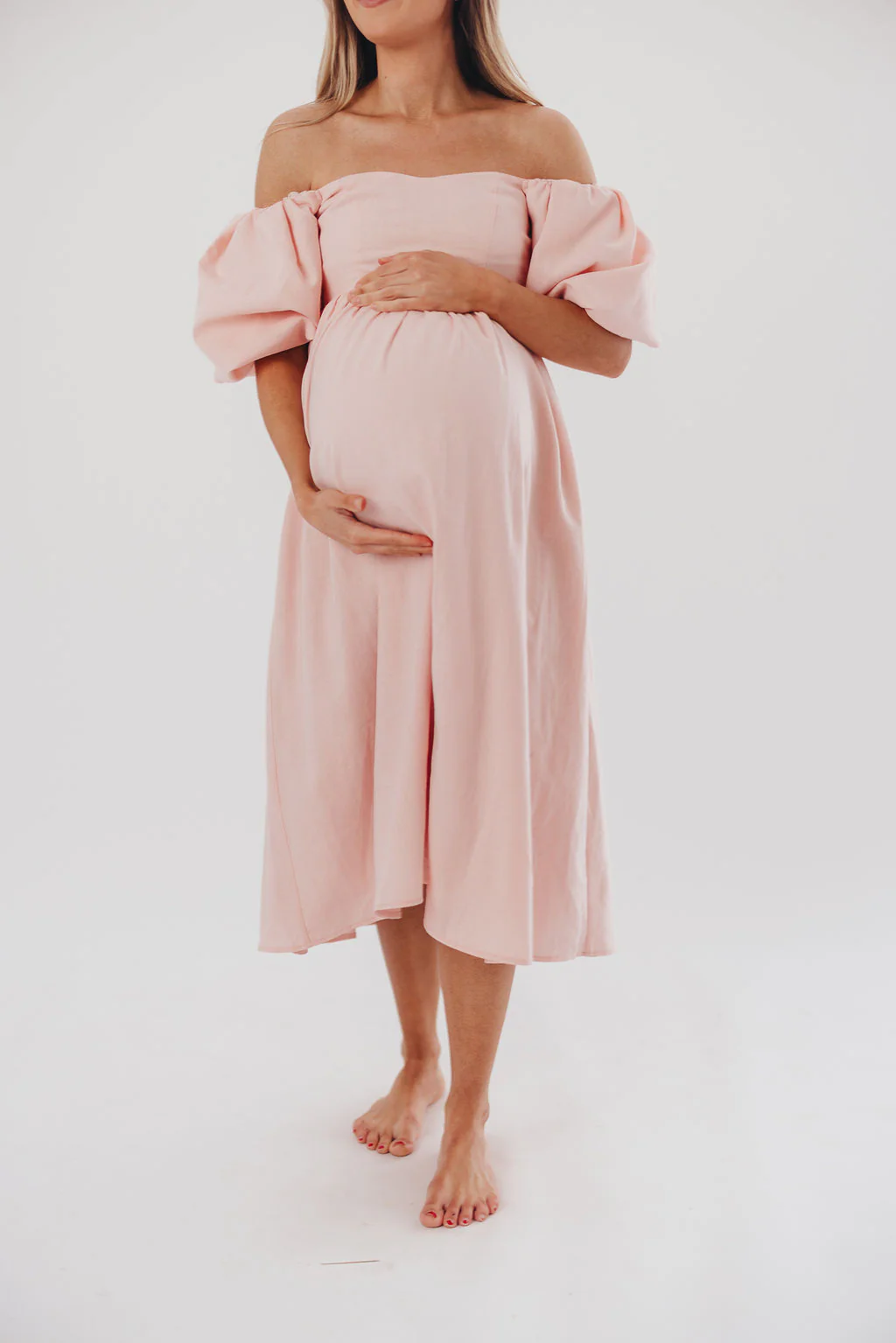 Hamilton Midi Dress in Pink - Bump Friendly (S-2XL) - Fashionser