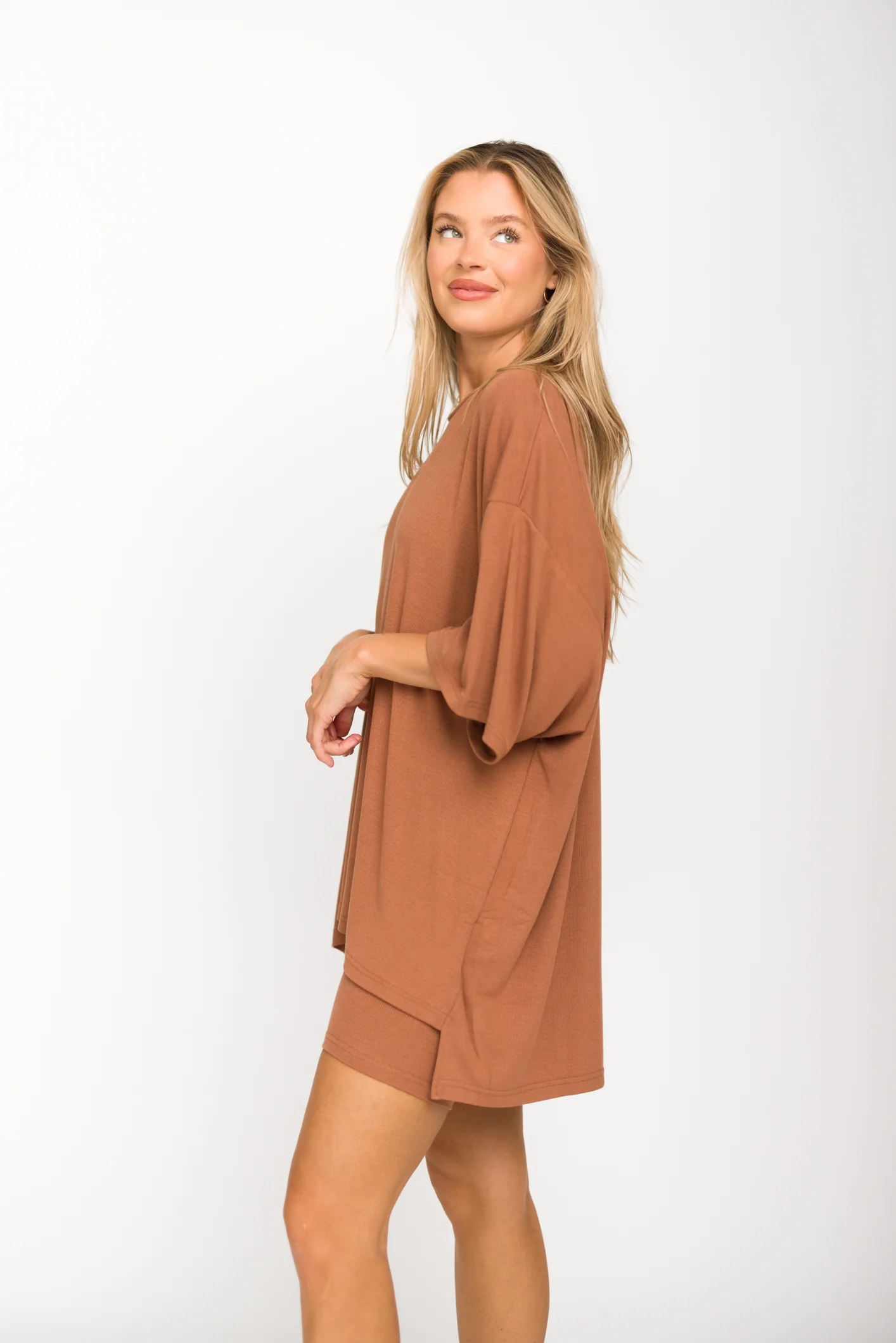 All Weekend Long Set - Short Sleeves - in Camel - Fashionser
