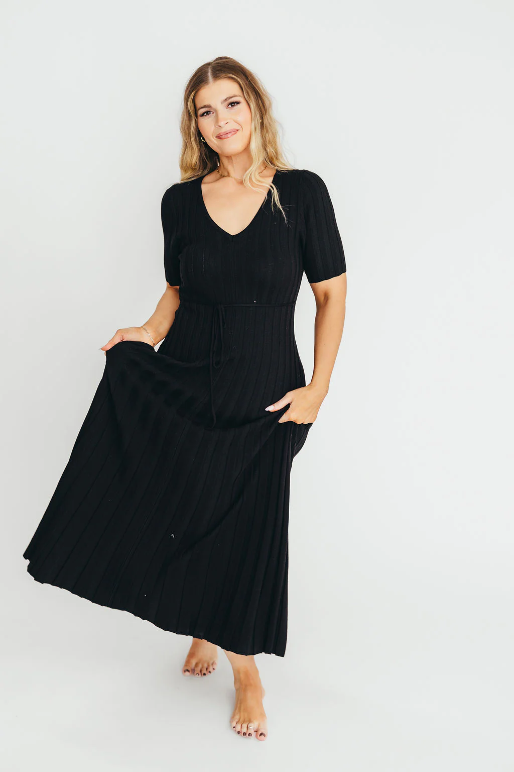 Oakley Ribbed Maxi Dress in Black - Bump Friendly - PRE-ORDER - Fashionser