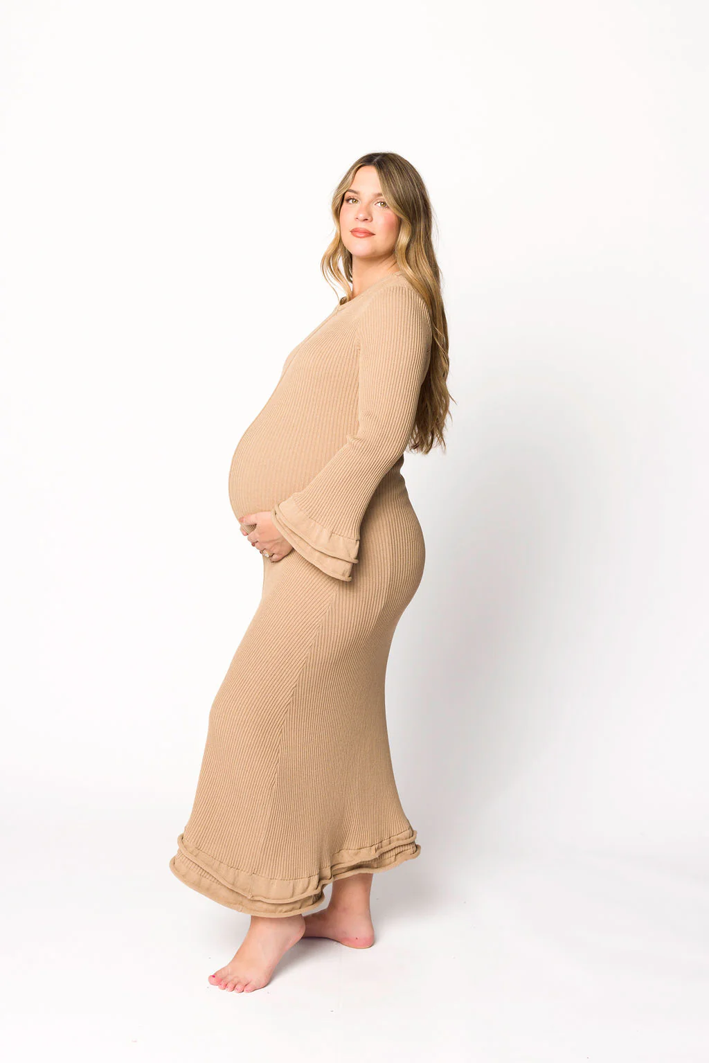 Arlet Dress in Taupe - Bump Friendly - Fashionser