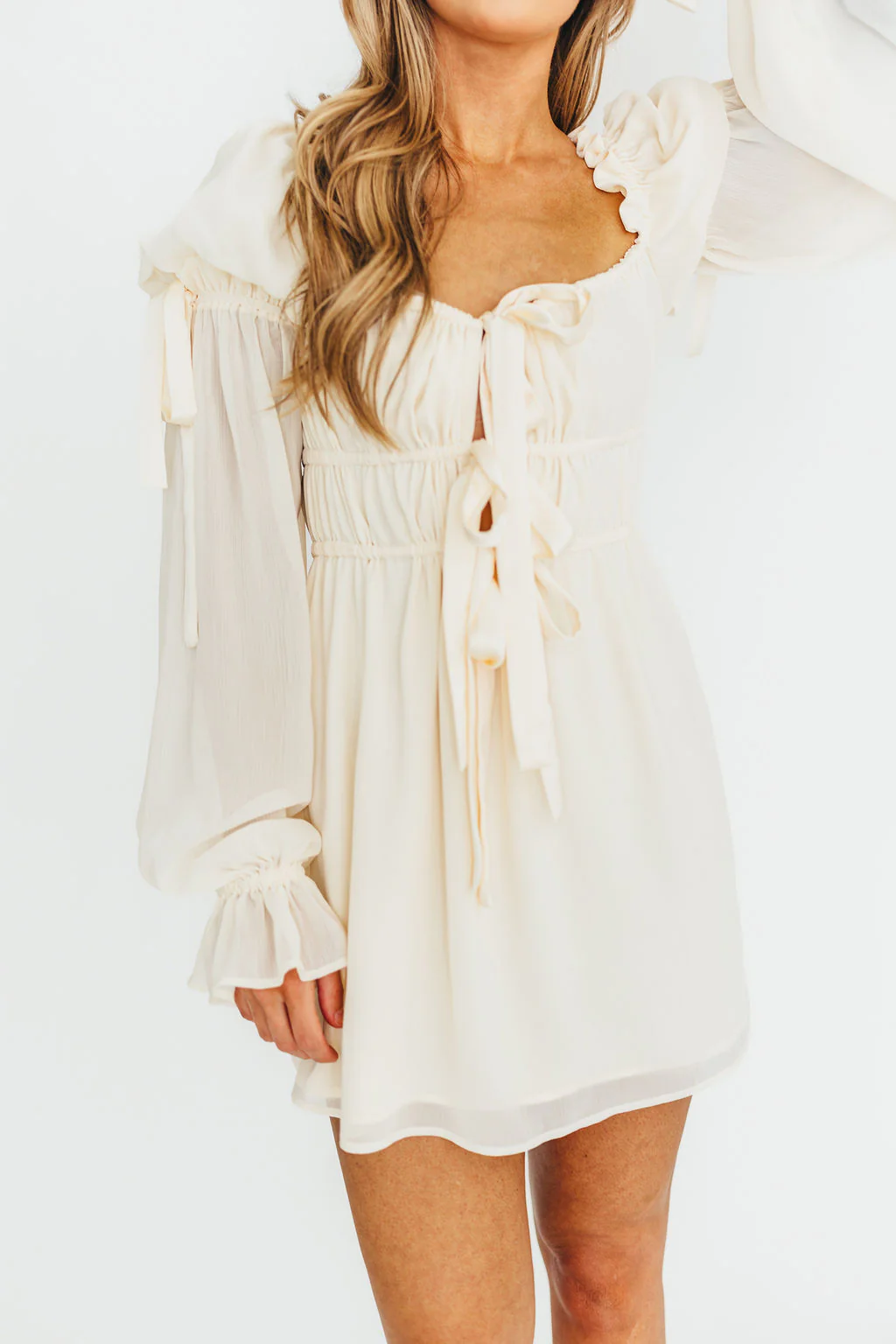 Macbeth Mini Dress in Cream - Fashionser
