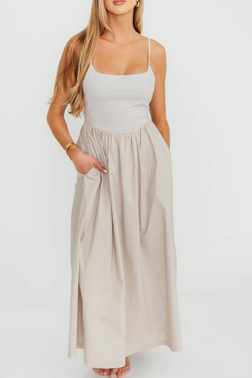 Dorit Everyday Elegance Stretch Top Maxi Dress in Stone - Fashionser