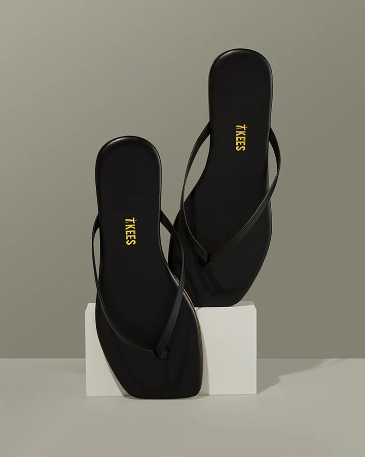 Tkees Square Toe Flip Flop Sandal in Black - Fashionser